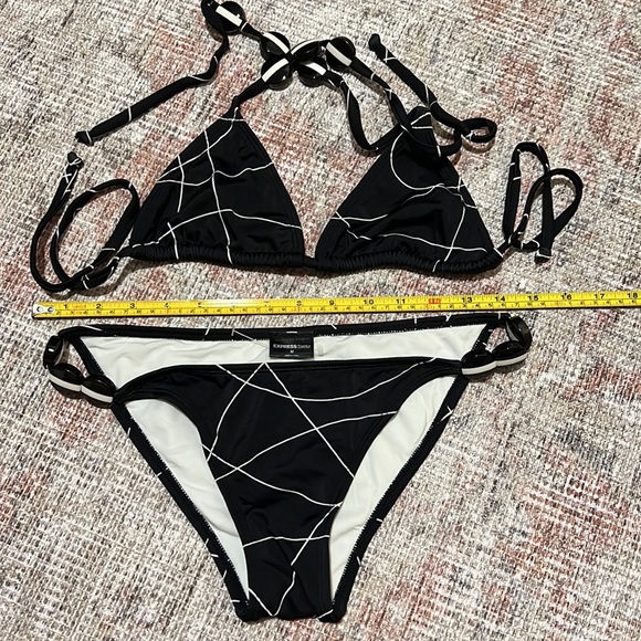 Black with white 2 piece bikini from Express. Size medium - Picture 2 of 8